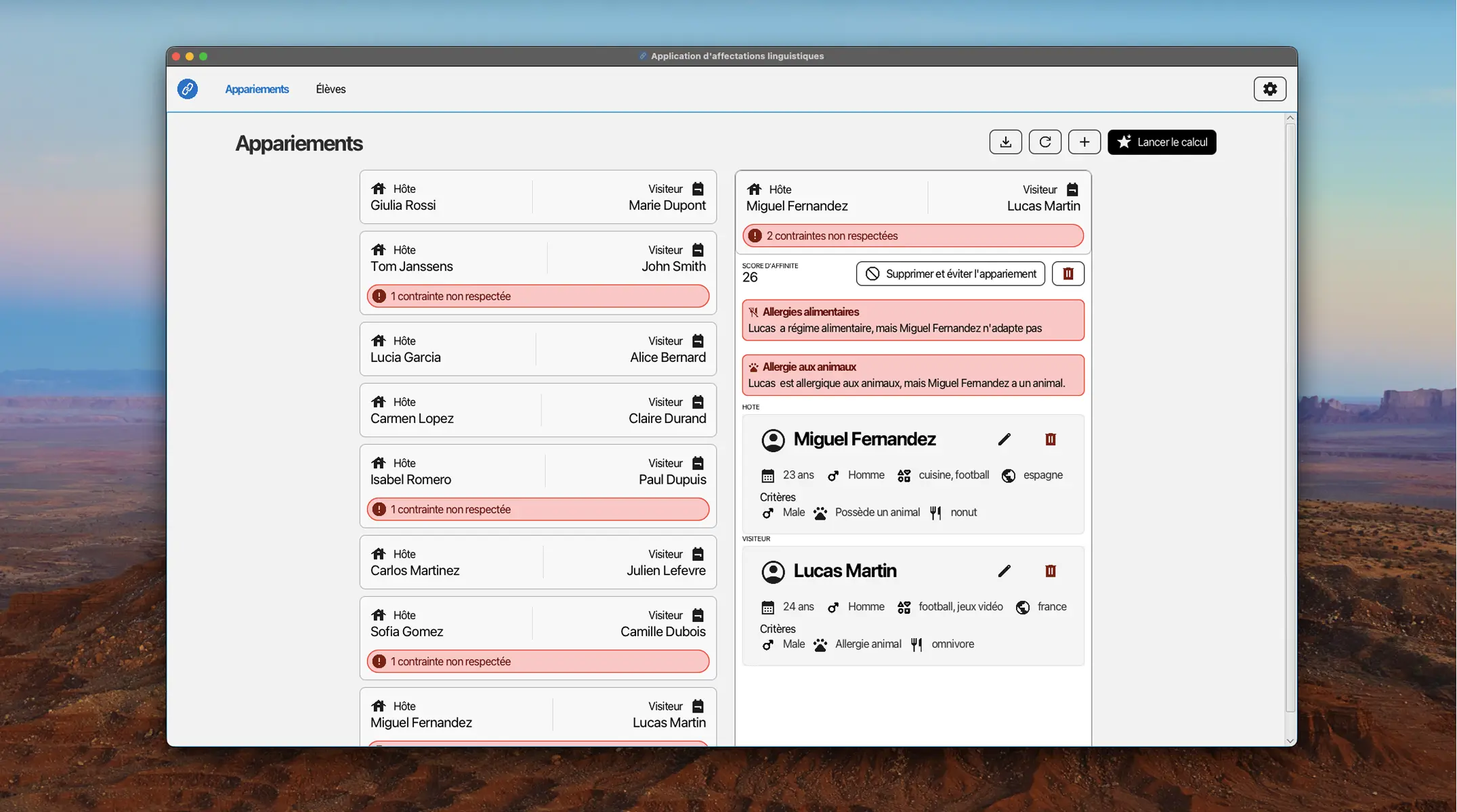 Screenshot of Application d'aide à la décision